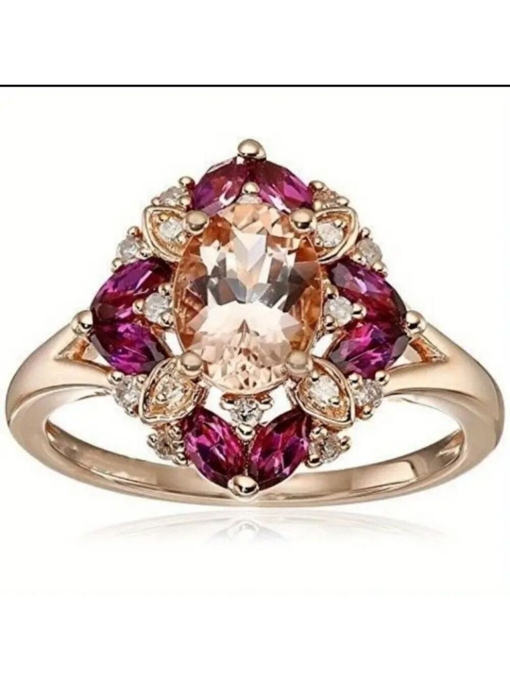 Goldtone Pink Gemstone Ring